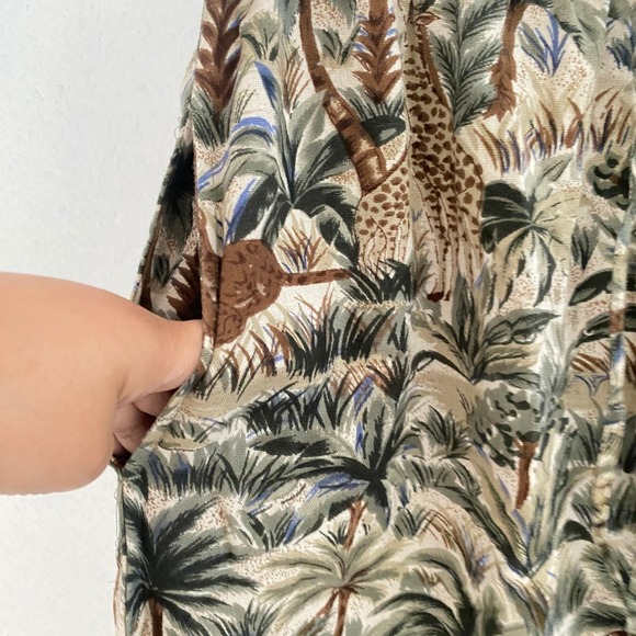 Vintage Tantrums Safari Animal Print Midi Skirt M Stretch Waist Pockets Country - Picture 10 of 11